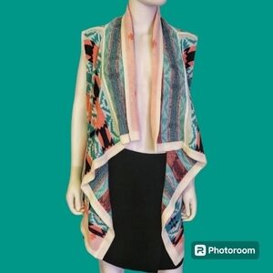 GIDDY UP GLAMOUR Southwestern Cowgirl Draped Sleeveless Mohair Cardigan